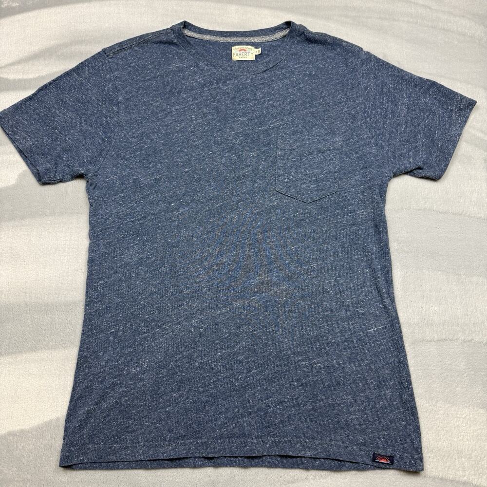 Faherty Brand Pocket T Shirt Mens Small Blue Heather Short Sleeve Casual Tee